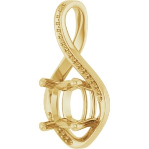 18K Yellow Gold 9x9 mm Cushion Pendant Mounting – image 4