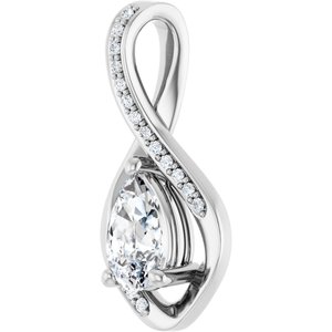 10K White Gold 8x5 mm Pear Pendant Mounting – image 3
