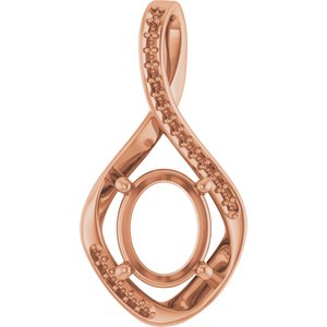 10K Rose Gold 10x8 mm Oval Pendant Mounting – image 2
