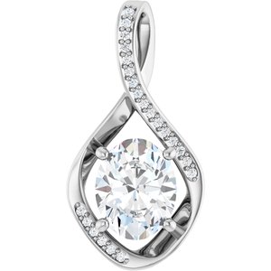 14K White Gold 10x8 mm Oval Pendant Mounting