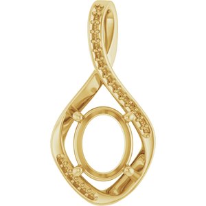 14K Yellow Gold 10x8 mm Oval Pendant Mounting – image 2