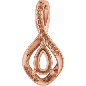 10K Rose Gold 8x5 mm Pear Pendant Mounting – image 2