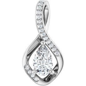 18K White Gold 8x5 mm Pear Pendant Mounting