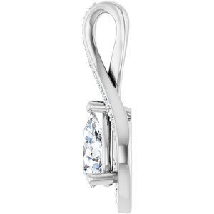 14K White Gold 8x5 mm Pear Pendant Mounting – image 5