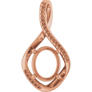 18K Rose Gold 11x9 mm Oval Pendant Mounting – image 2