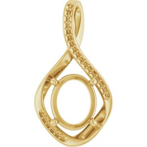 18K Yellow Gold 11x9 mm Oval Pendant Mounting – image 2