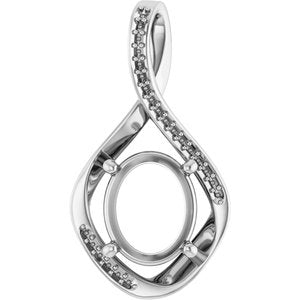 18K White Gold 11x9 mm Oval Pendant Mounting – image 2