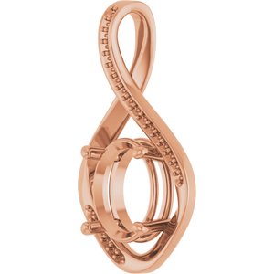 18K Rose Gold 11x9 mm Oval Pendant Mounting – image 4