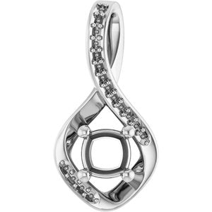 14K White Gold 5x5 mm Cushion Pendant Mounting – image 2