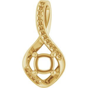 18K Yellow Gold 5x5 mm Cushion Pendant Mounting – image 2