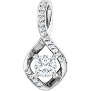 14K X1 White Gold 5x5 mm Cushion Pendant Mounting