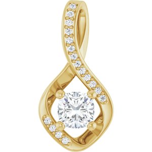 14K Yellow Gold 5x5 mm Cushion Pendant Mounting