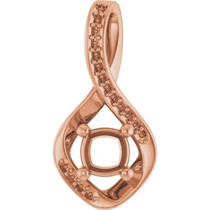 10K Rose Gold 5x5 mm Cushion Pendant Mounting – image 2
