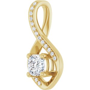10K Yellow Gold 5x5 mm Cushion Pendant Mounting – image 3