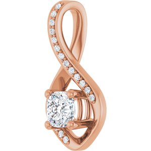 10K Rose Gold 5x5 mm Cushion Pendant Mounting – image 3