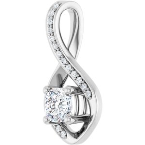 14K X1 White Gold 5x5 mm Cushion Pendant Mounting – image 3