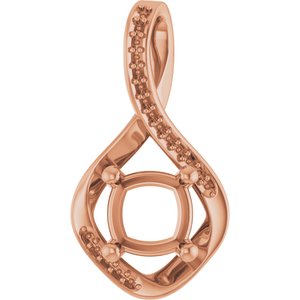 10K Rose Gold 7x7 mm Cushion Pendant Mounting – image 2