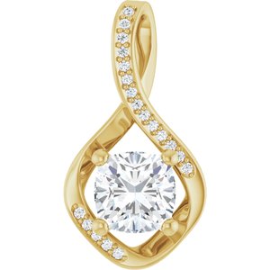 14K Yellow Gold 7x7 mm Cushion Pendant Mounting