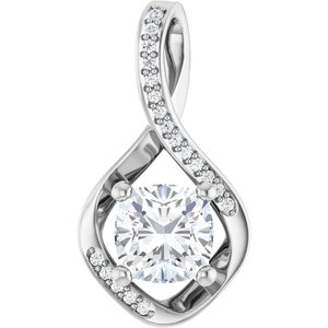 14K White Gold 7x7 mm Cushion Pendant Mounting