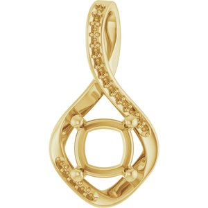 14K Yellow Gold 7x7 mm Cushion Pendant Mounting – image 2