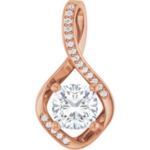 10K Rose Gold 7x7 mm Cushion Pendant Mounting