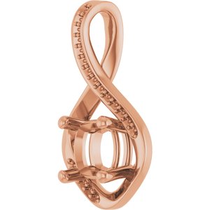 10K Rose Gold 7x7 mm Cushion Pendant Mounting – image 4