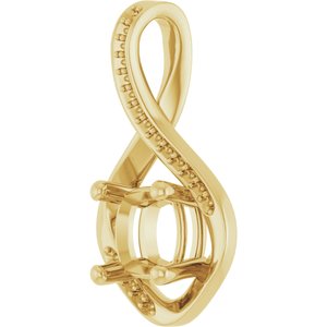 18K Yellow Gold 7x7 mm Cushion Pendant Mounting – image 4