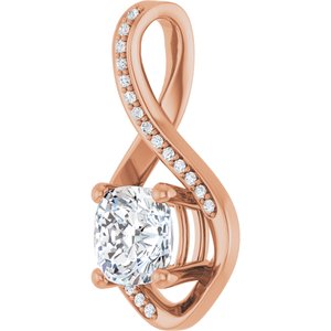 14K Rose Gold 7x7 mm Cushion Pendant Mounting – image 3