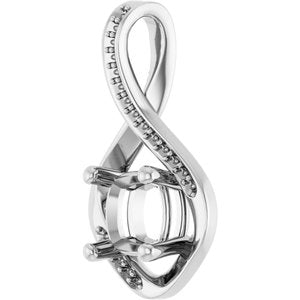 Sterling Silver 7x7 mm Cushion Pendant Mounting – image 4