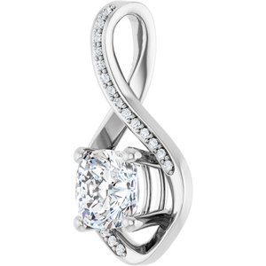10K White Gold 7x7 mm Cushion Pendant Mounting – image 3