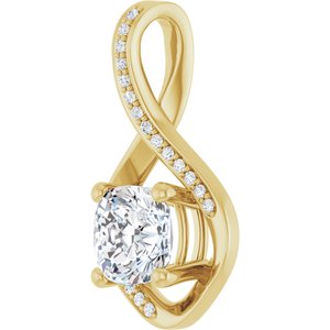 10K Yellow Gold 7x7 mm Cushion Pendant Mounting – image 3