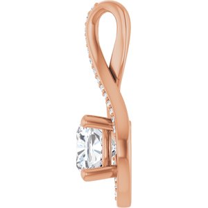 10K Rose Gold 7x7 mm Cushion Pendant Mounting – image 5