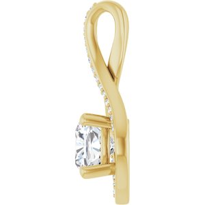 14K Yellow Gold 7x7 mm Cushion Pendant Mounting – image 5