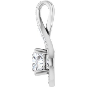 14K White Gold 7x7 mm Cushion Pendant Mounting – image 5