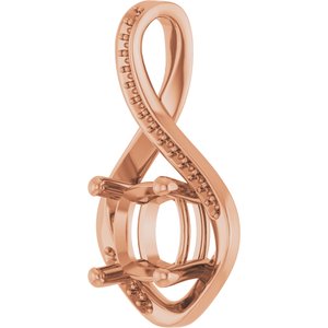 14K Rose Gold 8x8 mm Cushion Pendant Mounting – image 4