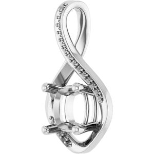 14K White Gold 8x8 mm Cushion Pendant Mounting – image 4
