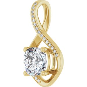 18K Yellow Gold 8x8 mm Cushion Pendant Mounting – image 3