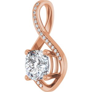 14K Rose Gold 8x8 mm Cushion Pendant Mounting – image 3