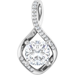 Platinum 8x8 mm Cushion Pendant Mounting