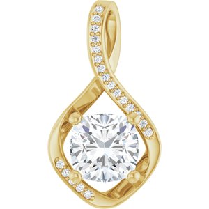 18K Yellow Gold 8x8 mm Cushion Pendant Mounting