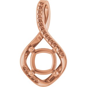 14K Rose Gold 8x8 mm Cushion Pendant Mounting – image 2