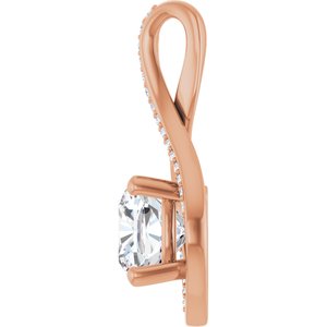 14K Rose Gold 8x8 mm Cushion Pendant Mounting – image 5