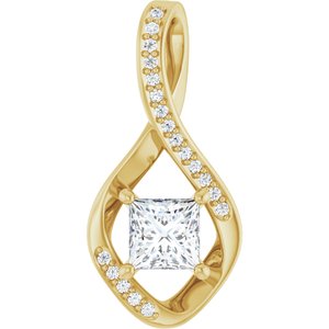 18K Yellow Gold 5x5 mm Square Pendant Mounting