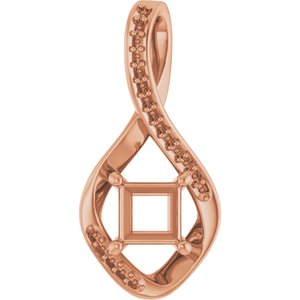 14K Rose Gold 5x5 mm Square Pendant Mounting – image 2