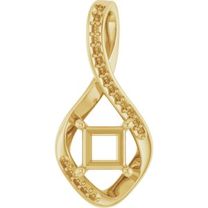 18K Yellow Gold 5x5 mm Square Pendant Mounting – image 2