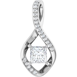 18K White Gold 5x5 mm Square Pendant Mounting