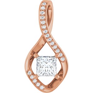 14K Rose Gold 5x5 mm Square Pendant Mounting