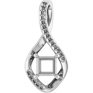 10K White Gold 5x5 mm Square Pendant Mounting – image 2