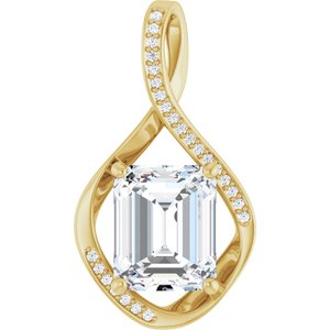 14K Yellow Gold 11x9 mm Emerald Pendant Mounting