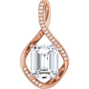 18K Rose Gold 11x9 mm Emerald Pendant Mounting
